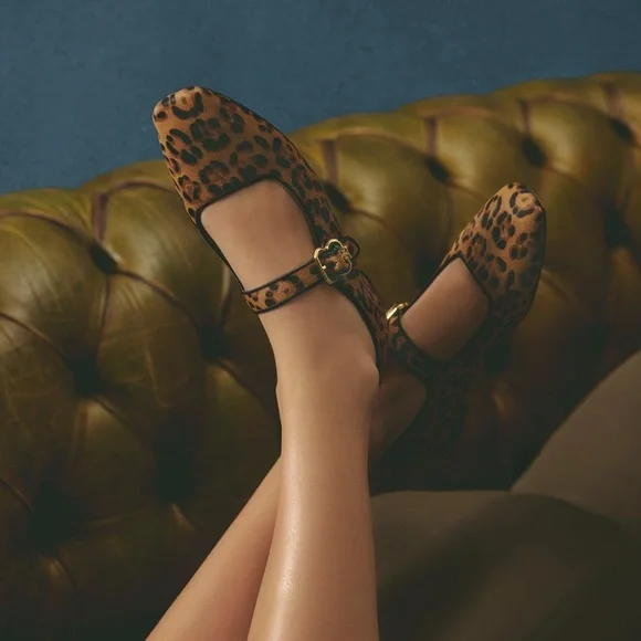 Sam Edelman Leopard Brahma Hair Leather Ballet Flats 7 1/2 NWT - Picture 8 of 14